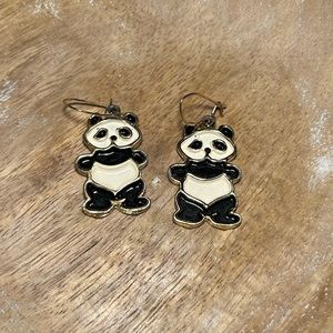 Vintage Panda Gold Tone Earrings